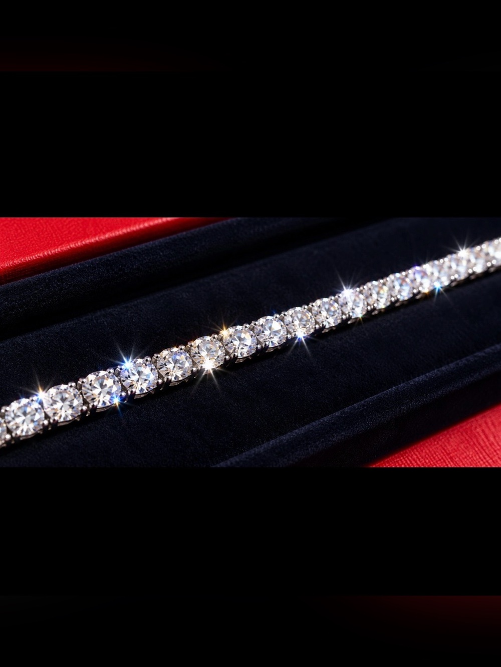 NEO NOVA 2mm Moissanite Tennis Bracelet 925 Sterling Silver 18cm 7.1”